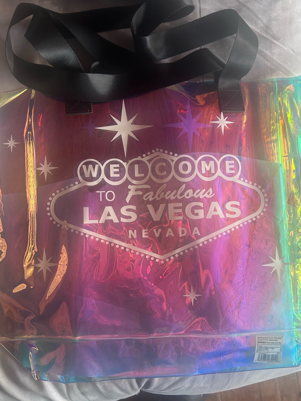 Las Vegas Holographic Tote Bag - Pink/Iridiscent